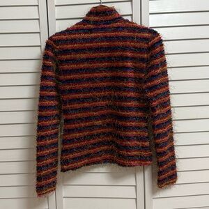 Y2K Colorful Striped Eyelash Turtleneck Sweater